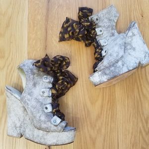 Opening Ceremony platform Leopard Bow wedge sandals